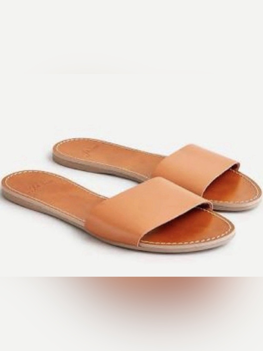 J. Crew Capri Slide Sandals Vachetta Leather Brown Slip On Womens 8M AV951